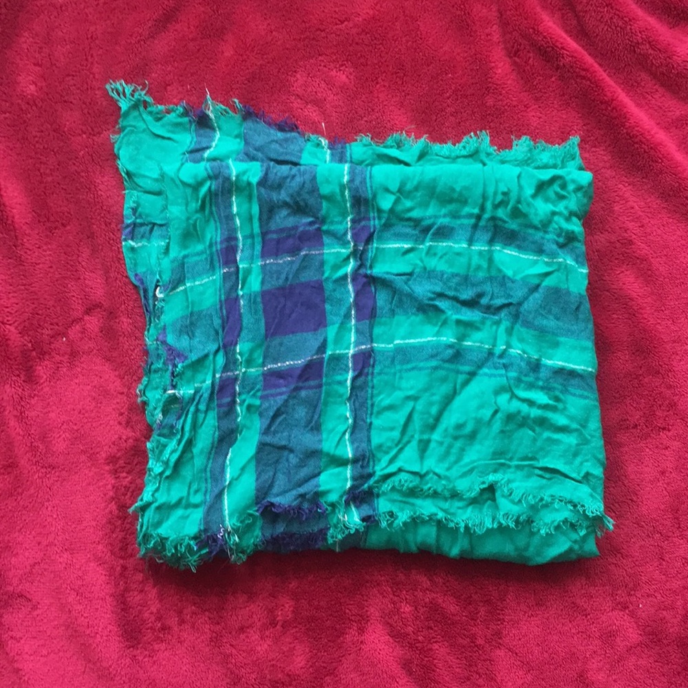 Green and Blue Scarf with Silver Accent